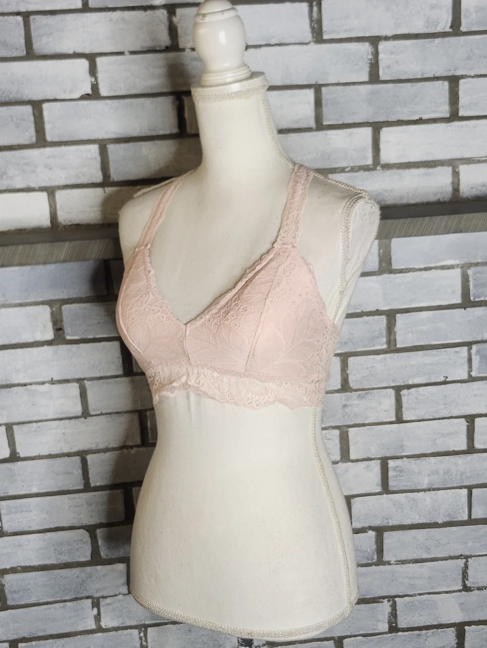 • Auden Size Small S Lightly Lined Lace Racerback Bralette Bra Light Pink - Picture 1 of 8